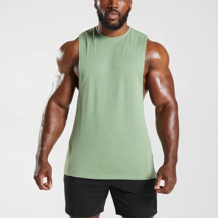 Wholesale Printed Logo Slim Fit Gym Tank Top Breathable Crew Neck Plain 100 Polyester Mesh Fabric Workout Tank Top Men