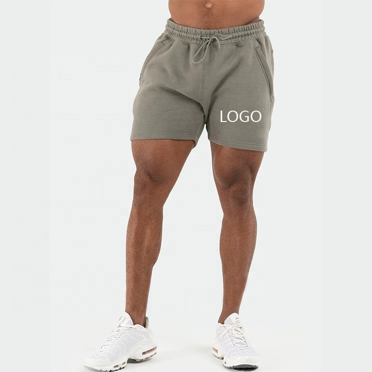 Custom Performance 6 Inch Inseam Plain Blank Elastic Waist Relax Fit Casual Drawstring Shorts Cotton Polyester Fleece Shorts Men