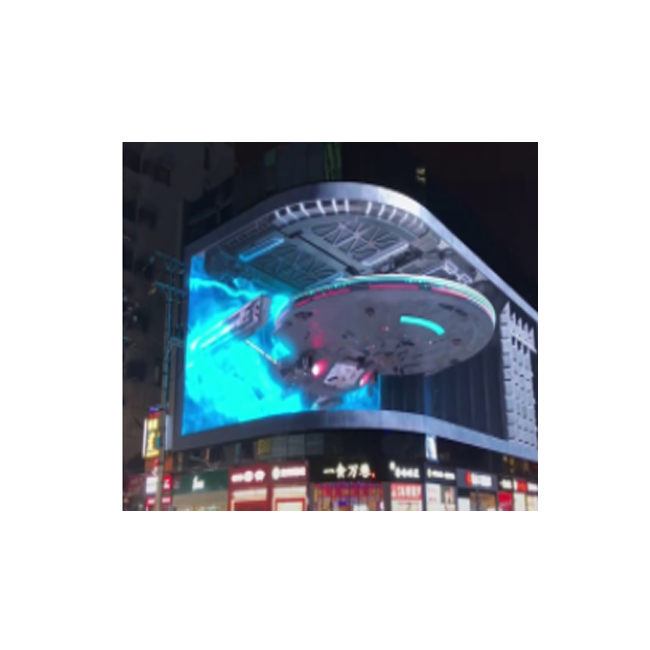 Large video screen outdoor P10 Naked eye 3D animation digital led display with curved corner