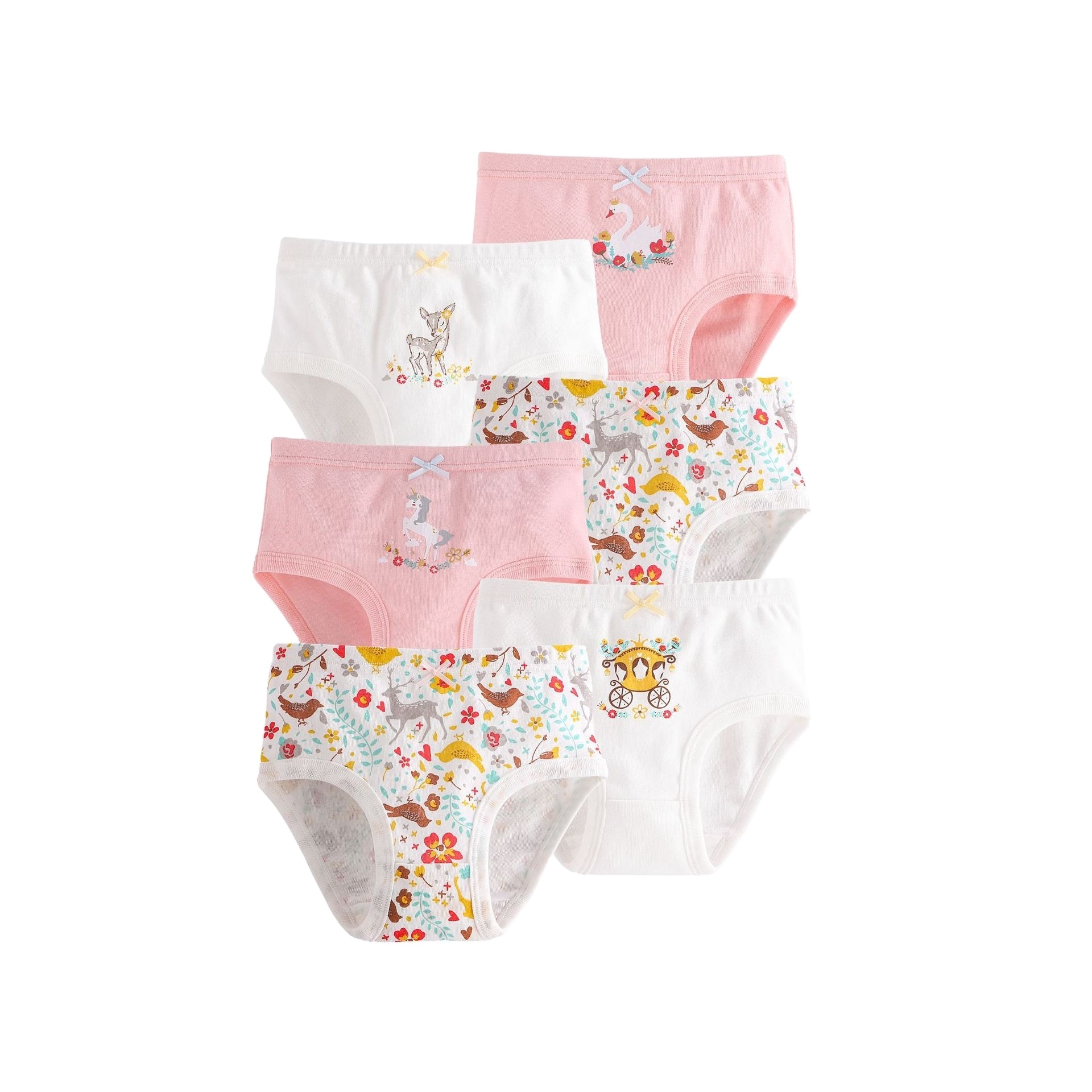 LF Children Girls Briefs 6-pack Underwear Lovely Printing Cute Soft Cotton Panties Thongs For Kids