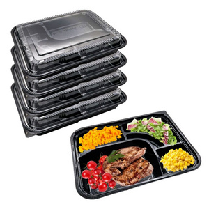 Compartment Plastic Food Packaging Container Catering Disposable Carry Out Fruit Salad Lunch Bento Boxes for Kitchen Storage