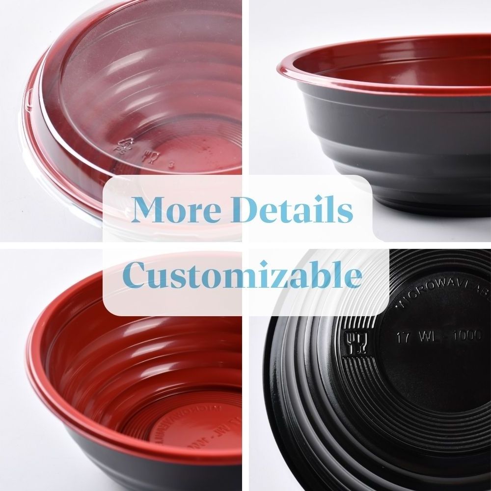 Disposable Plastic Takeout Round Food Packaging Microwave Safety Snack Ramen Soup Packaging Bowl with Lid