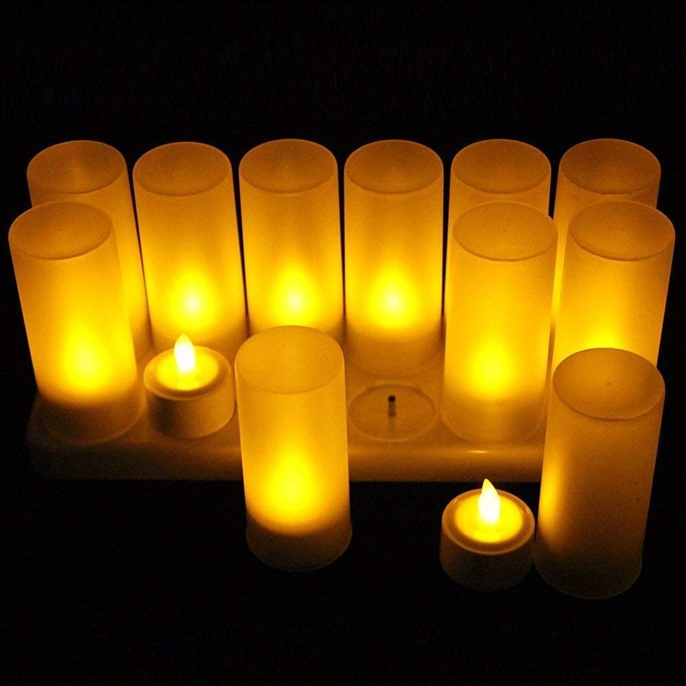 Matti's  Led Candles Induction Charging Base set of 12 Tea lights Rechargeable