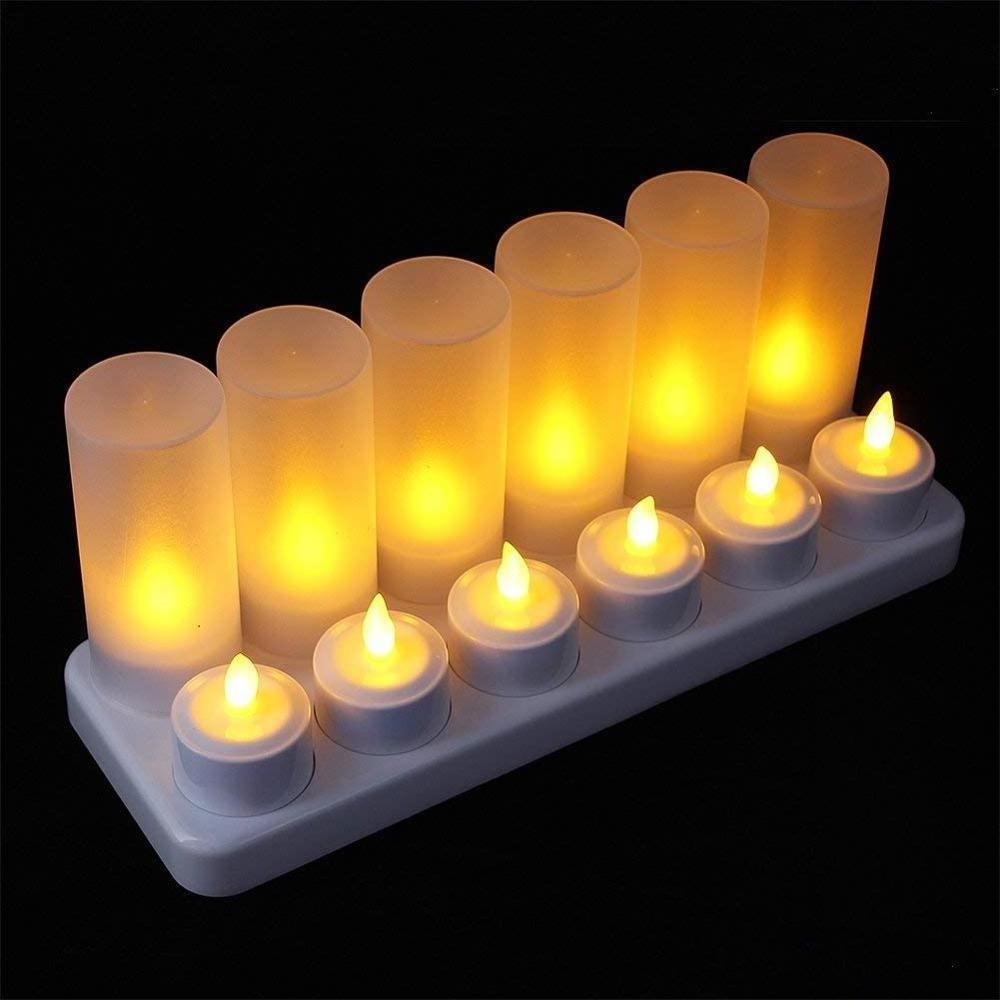 Matti's  Led Candles Induction Charging Base set of 12 Tea lights Rechargeable