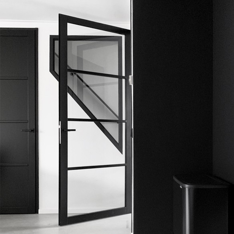 Hurricane Proof Exterior Interior Black Frame Double Glass Door Nigeria