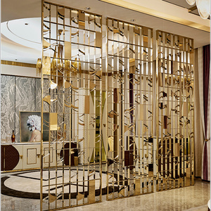 Oriental hotel wall partition decorative gold stainless steel room divider