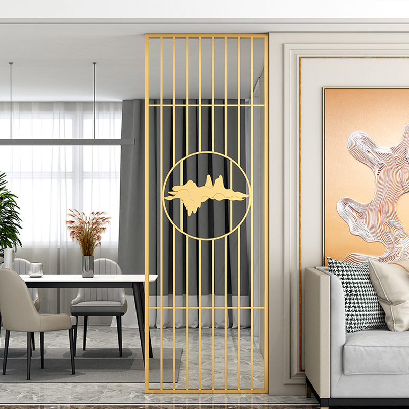 Wrought iron stainless steel gold hanging screen room divider for living room