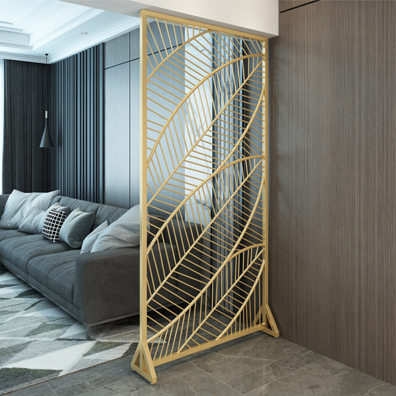 Oriental hotel wall partition decorative gold stainless steel room divider