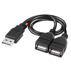 1 Male to 2 Female Adapter USB A Cord 2 Port Hub Data Charging Syncing Splitter Cable