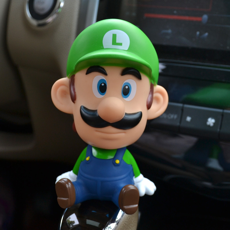 Cartoon Super Mario Head Shaking Figure Luigi Bobble Head Figure Doll Mario Bros Bobble-Head Toy Figures For Car Dashboard