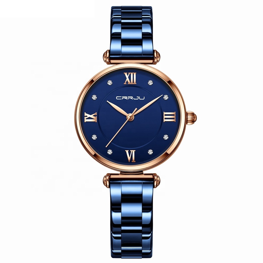 Cheap CRRJU 2178 Luxury Brand Women Watch Simple Fashion Rose Gold Bracelet Ladies Wristwatch Women Watches Clock For Ladies