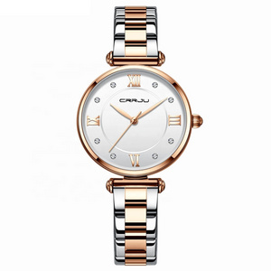 Cheap CRRJU 2178 Luxury Brand Women Watch Simple Fashion Rose Gold Bracelet Ladies Wristwatch Women Watches Clock For Ladies