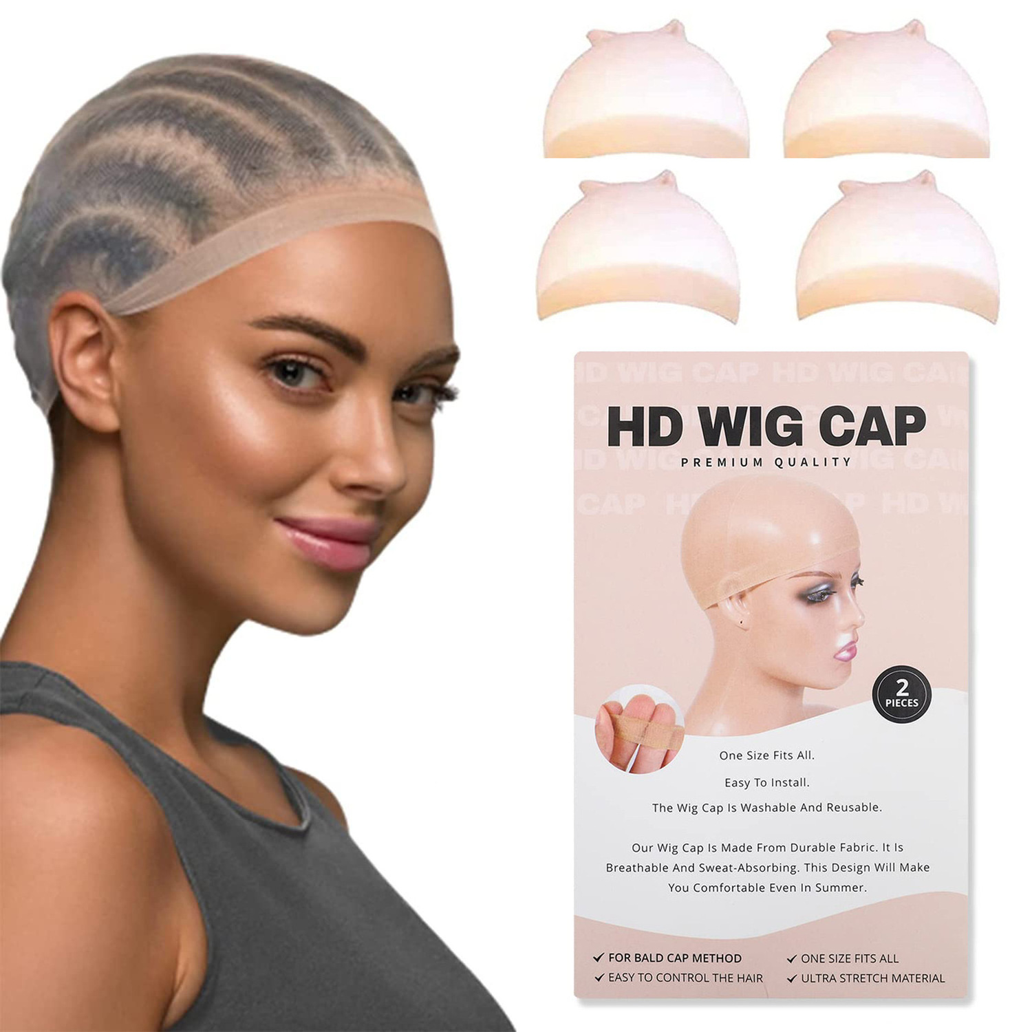 Wholesale Light Brown Ultra Invisible Ventilated Thin Sheer Stocking Hd Lace Wig Cap with Custom Packaging Logo for Making wigs