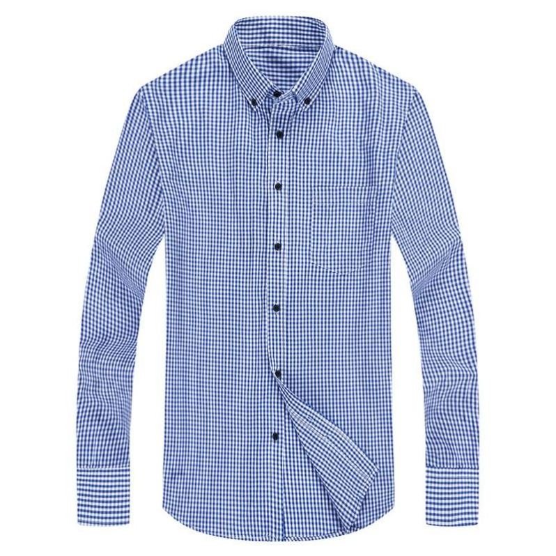 Factory Custom High End 100% Cotton Button Down Checked Striped Dress Shirts For Men