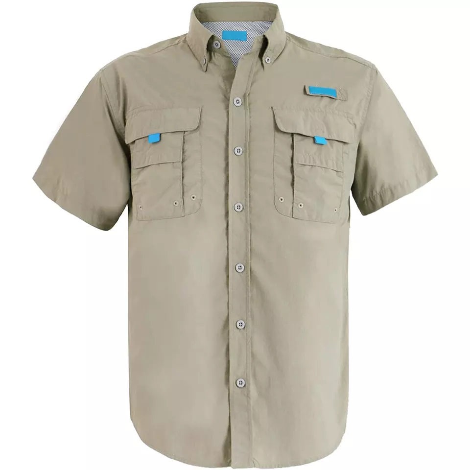 Factory Custom High Quality Blank Functional Quick Dry Polyester And Nylon Shirt  UV Fishing Shirts