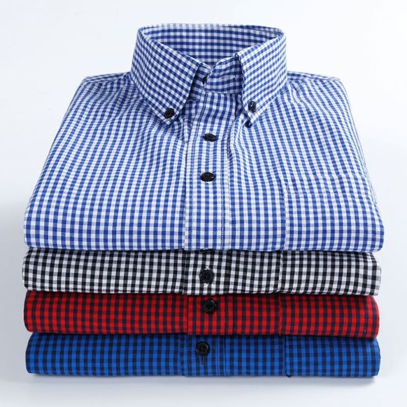 Factory Custom High End 100% Cotton Button Down Checked Striped Dress Shirts For Men