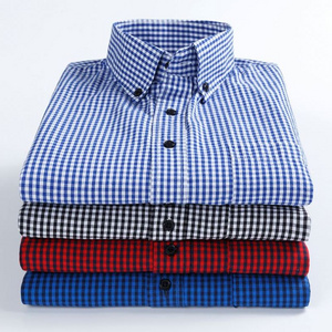 Factory Custom High End 100% Cotton Button Down Checked Striped Dress Shirts For Men