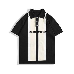 OEM Oversized Men's Tshirts Clothing Manufacturers Striped Short-sleeve Knitted Polo Shirts For Man