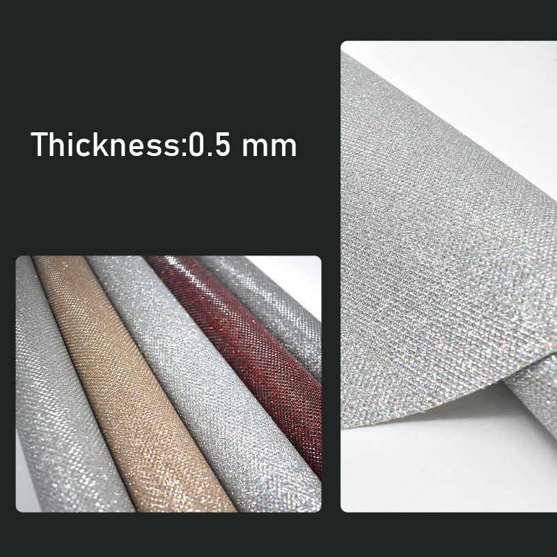 Recycling 0.5 mm Chunky Vinyl Vegan PU Shiny Faux Artificial Synthetic Glitter Leather Fabric for Clothing Shoe Bags Bows Dress