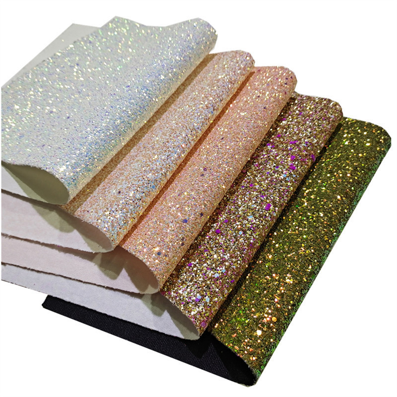 DIY Dimensional 0.6 mm Chunky Shimmer Vegan PU Rexine Artificial Synthetic Faux Leather Glitter Fabric for Shoes Bag Craft Bow