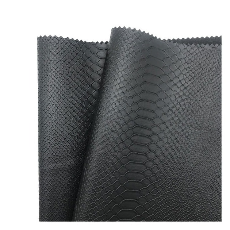 Factory Direct 1 mm Snake Skin Texture Knit PU Faux Artificial Synthetic Leather Shoe Fabric for Shoes Bag Handbag Belts Wallet