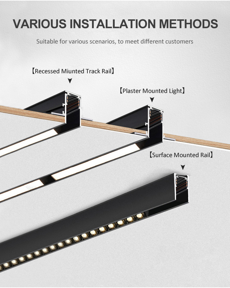 New Trend Custom Modern 48V Magnetic Track Light With Aluminum Recessed Track Magnetic Lighting System