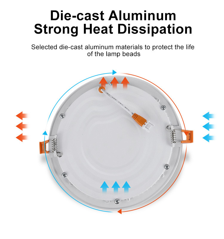 Led down light 3w 6w 9w 12w 18w 24w waterproof IP44 flat led panel lamp recessed round ultra thin slim led ceiling panel light