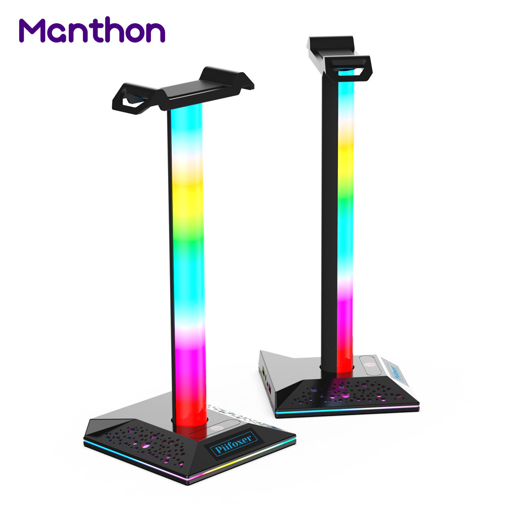 USB VR Valve Index Hook Acrylic Dual Phone RGB LED Holder Headphone Headset Stand With Wireless Charger Charging