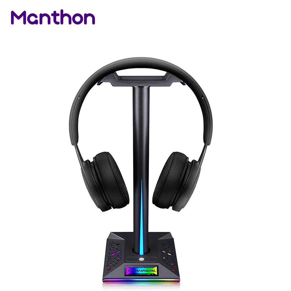 2021 VR Display Phone Dual USB Desk Alone Gaming RGB LED Holder Headphones Headset Stand For Gamer