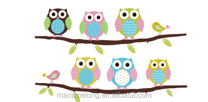 Owls on tree wall stickers for kids rooms decorative adesivo de parede pvc wall decal