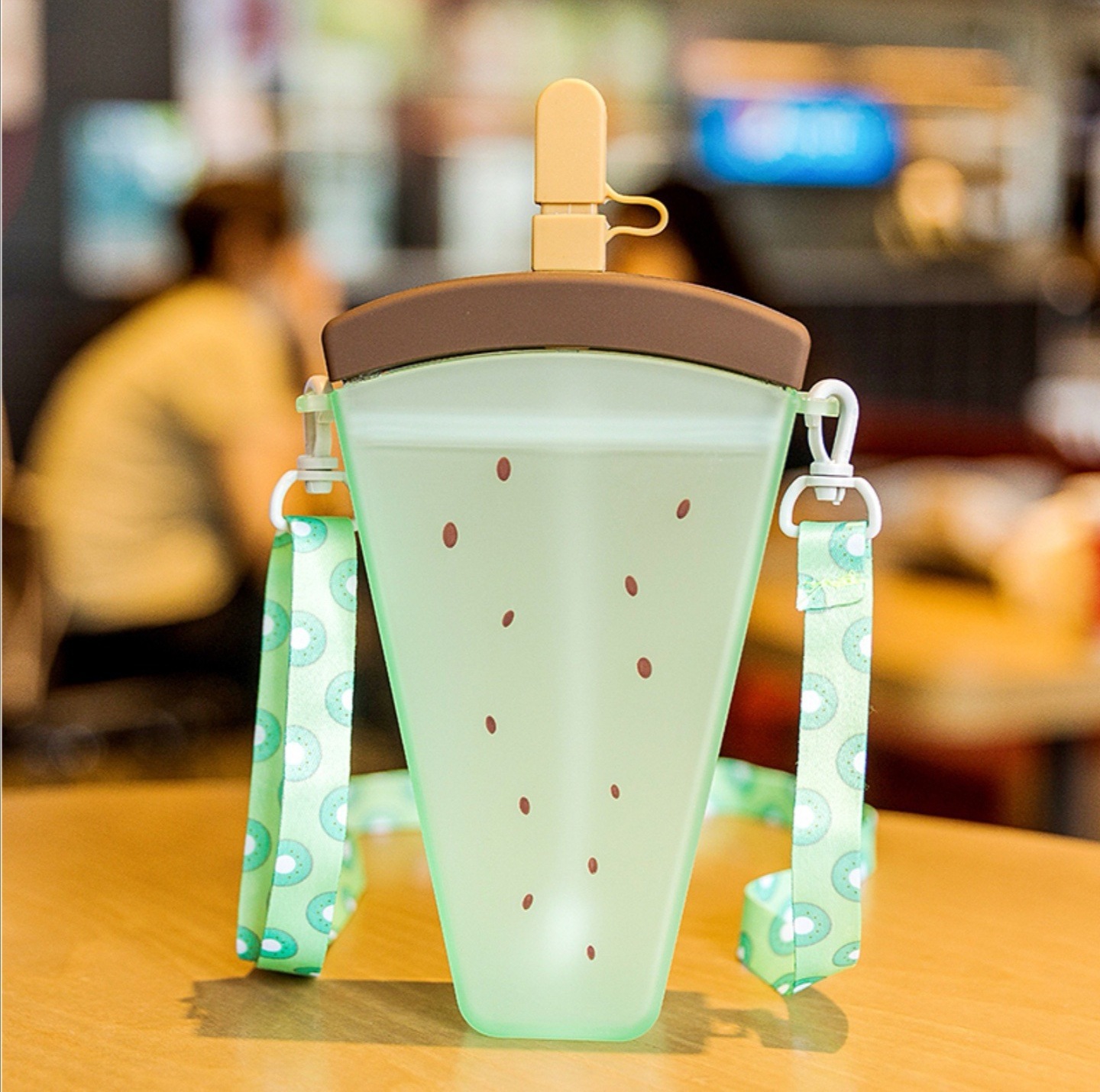 Summer Korean version of the  plastic watermelon design straw drink student water bottle with strap