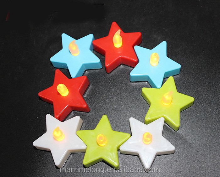 Star shaped LED Candle Light Smokeless Flameless Electronic Flash Light Candle Decoration Lamp