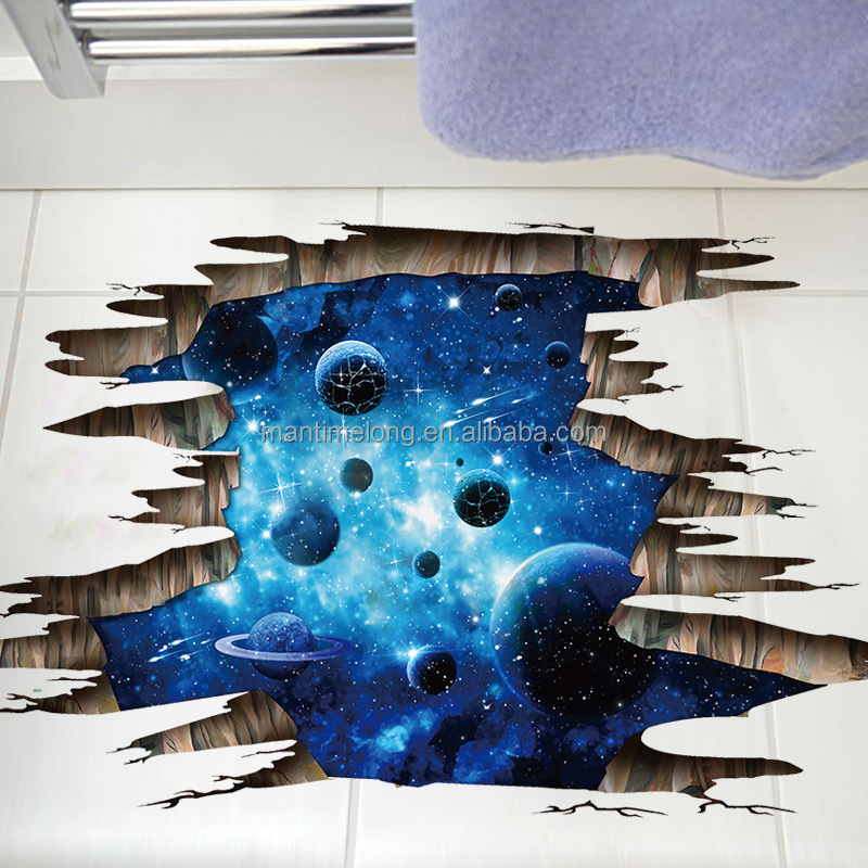 3d cosmic space galaxy children wall stickers for kids rooms nursery baby bedroom home decoration decals fooor murals