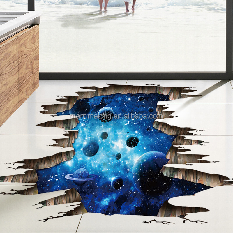 3d cosmic space galaxy children wall stickers for kids rooms nursery baby bedroom home decoration decals fooor murals