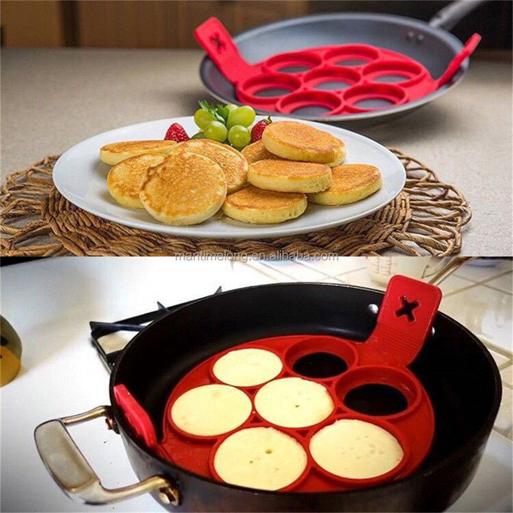 Silicone Seven holes Omelette Heart Shaped Star Round Pancake Mold fired egg mold ring Baking Tool