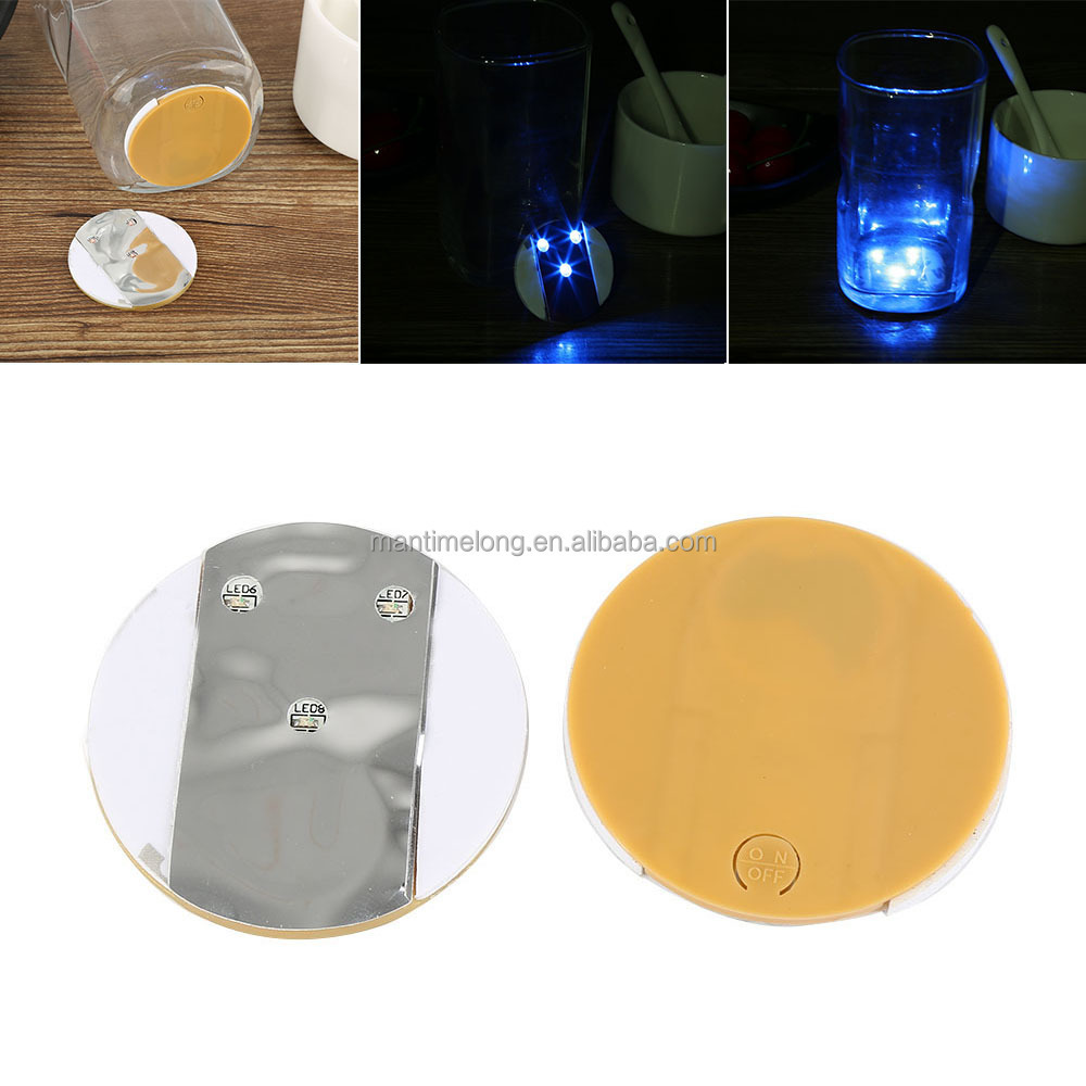 luminous bottle stickers LED coaster flashing light bulb bottle cup mat for club bar home party