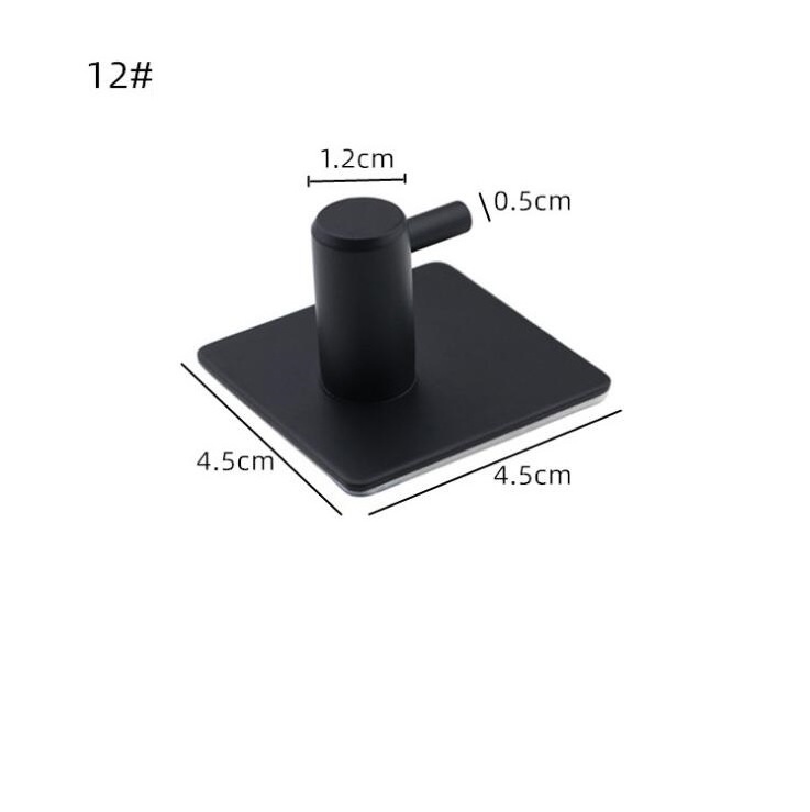 Self Adhesive  Black Wall Hook 304 Stainless Steel Clothes Hangers  Heavy Duty Coat Bathroom Toilet Towel Hook for Kitchen