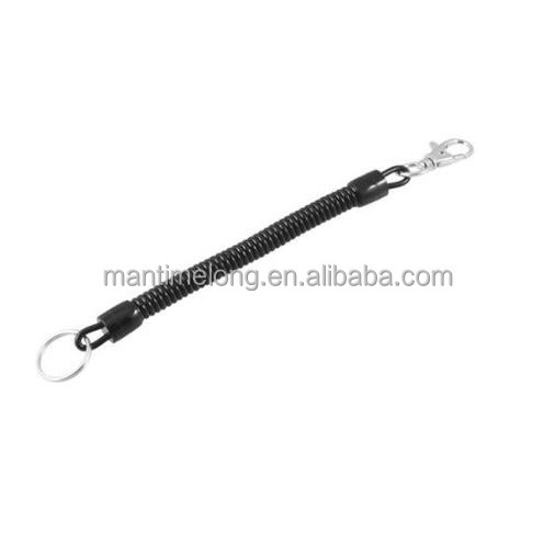 Lobster Hook Black Spring Stretchy Coil Keyring Keychain Key Chain Strap Rope