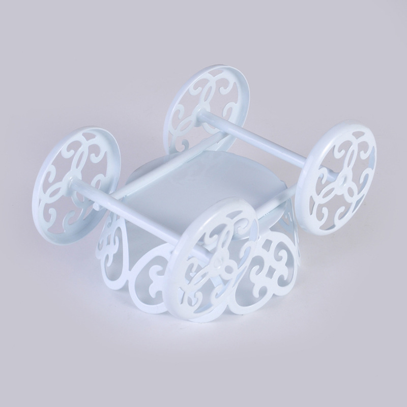 White Mini metal carriage wedding cupcake stand