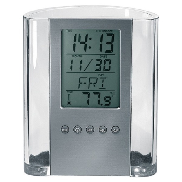 Digital LCD Desk Alarm Clock Calendar Pen holder