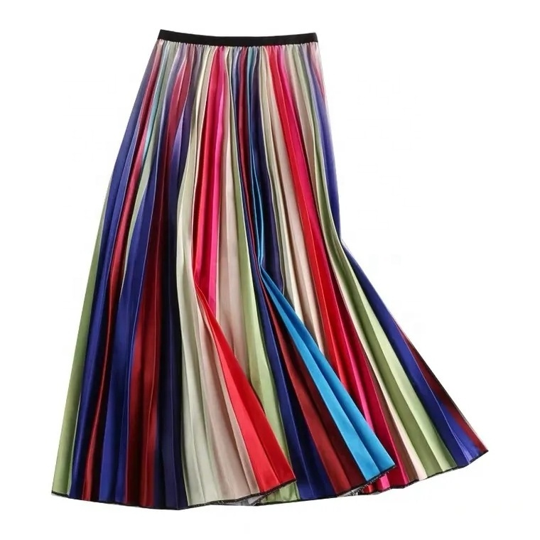 2023 Spring Summer Women's High Waist Boho Floral Maxi Skirt Casual Flowy Swing Pleated A Line Beach Long Skirts