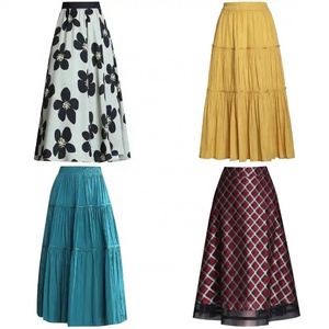 2023 Spring Summer Women's High Waist Boho Floral Maxi Skirt Casual Flowy Swing Pleated A Line Beach Long Skirts