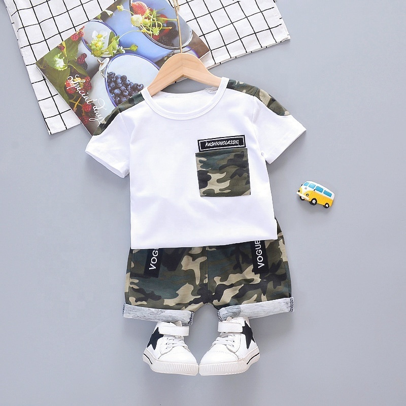 Toddler Boys Short Sleeve Cartoon Prints T Shirt Tops Shorts Child Kids Gentleman Outfits