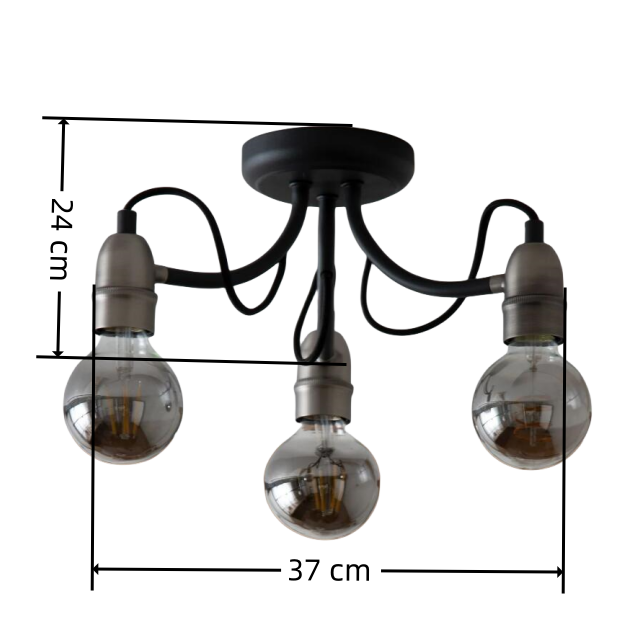 Midcentury 3-Light Matte Black Retro Ceiling Light Flush Mount black vintage Led Ceiling lamp Fixture For Bedroom Living room