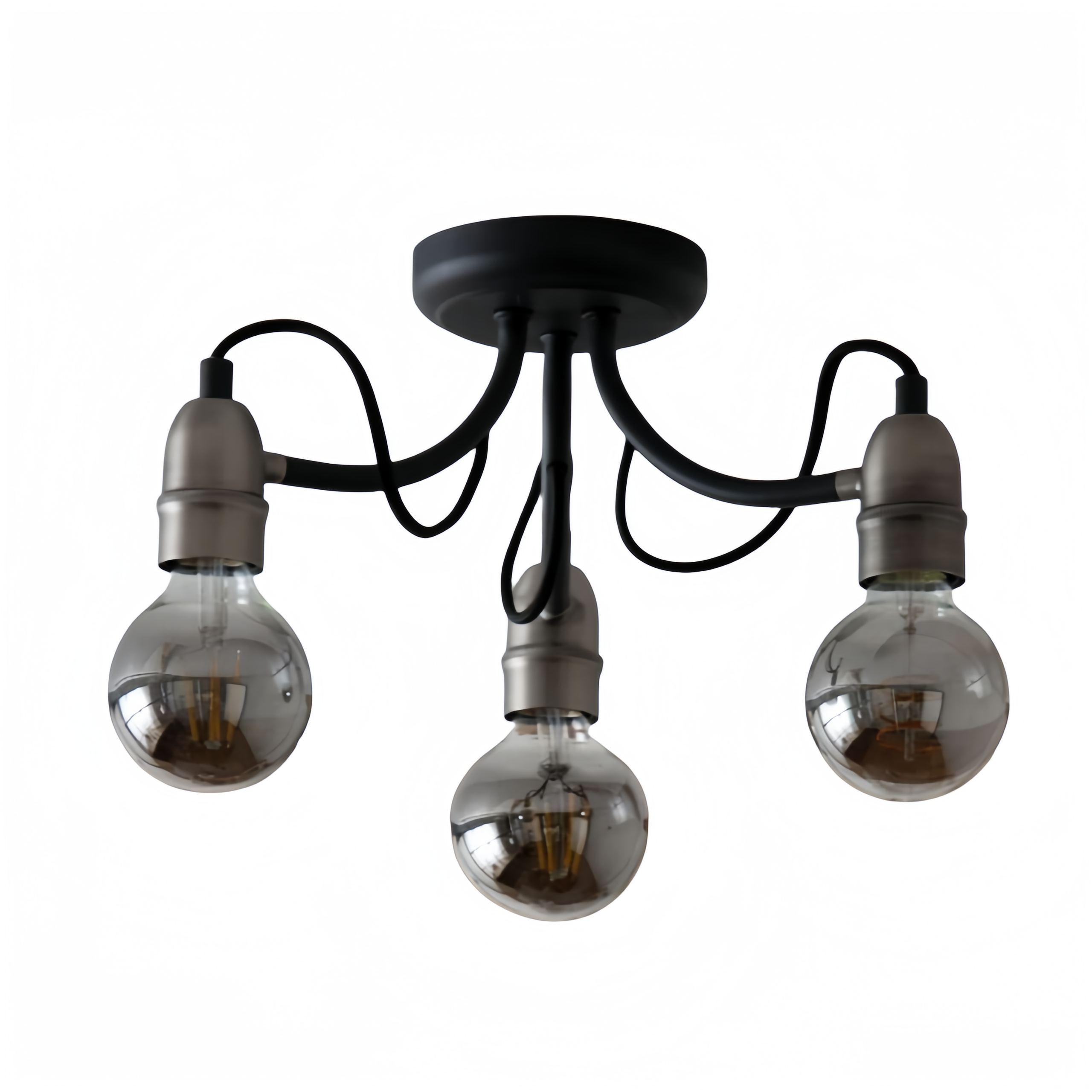 Midcentury 3-Light Matte Black Retro Ceiling Light Flush Mount black vintage Led Ceiling lamp Fixture For Bedroom Living room