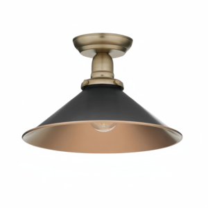 Industrial design Semi Flush Mount Vintage Industrial Ceiling Light matte black metal shade for living room, bedroom