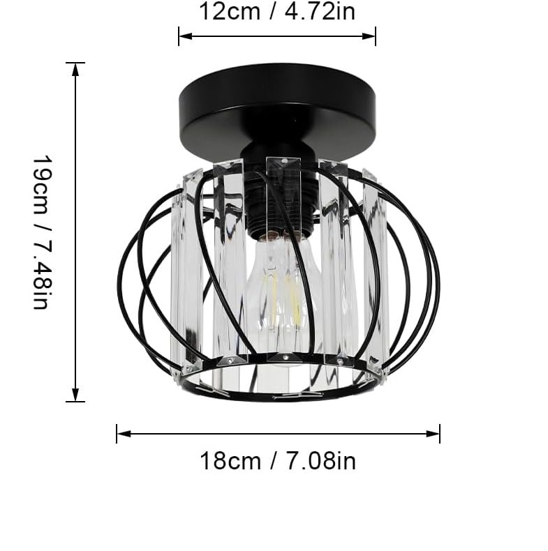 Vintage design ceiling light metal shade with clear crystal ceiling lamp LED bulbs lighting fixture for indoor lighting