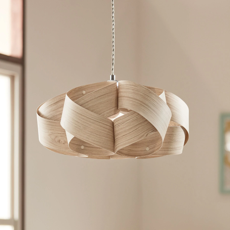 Nordic design pendant light wood paper lamp shade metal in chrome decorative lighting fixture for dinning room bedroom