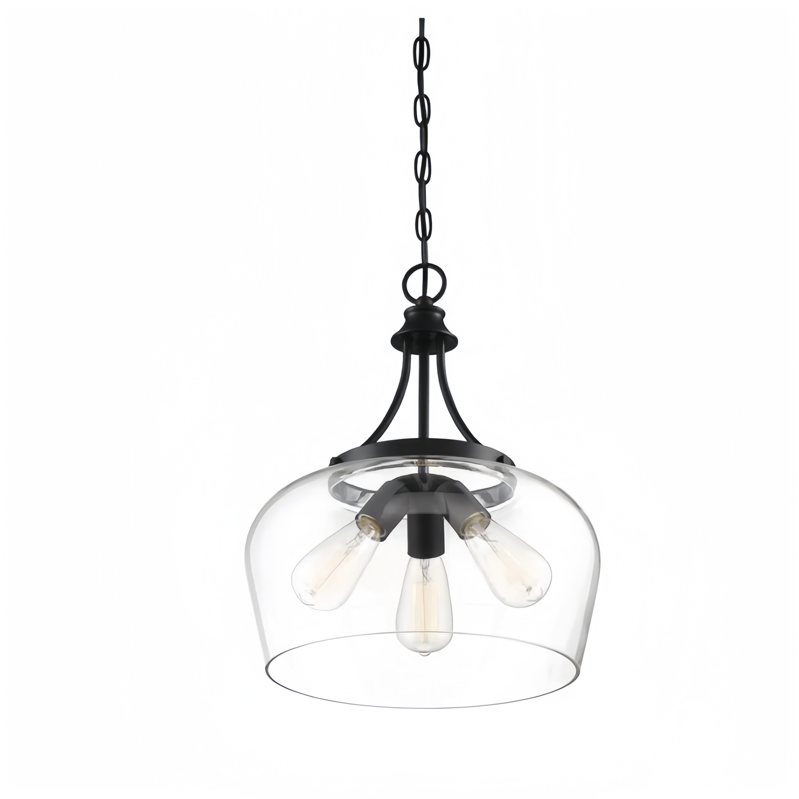 Vintage design pendant light metal matt black with clear glass lamp shades chandelier hot style for bedroom dinning room