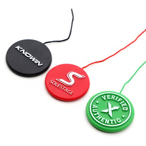 Garment Seal Tags Custom 3D Embossed Brand Name Logo Plastic Hang Tags String Locks For Shoe Sneakers